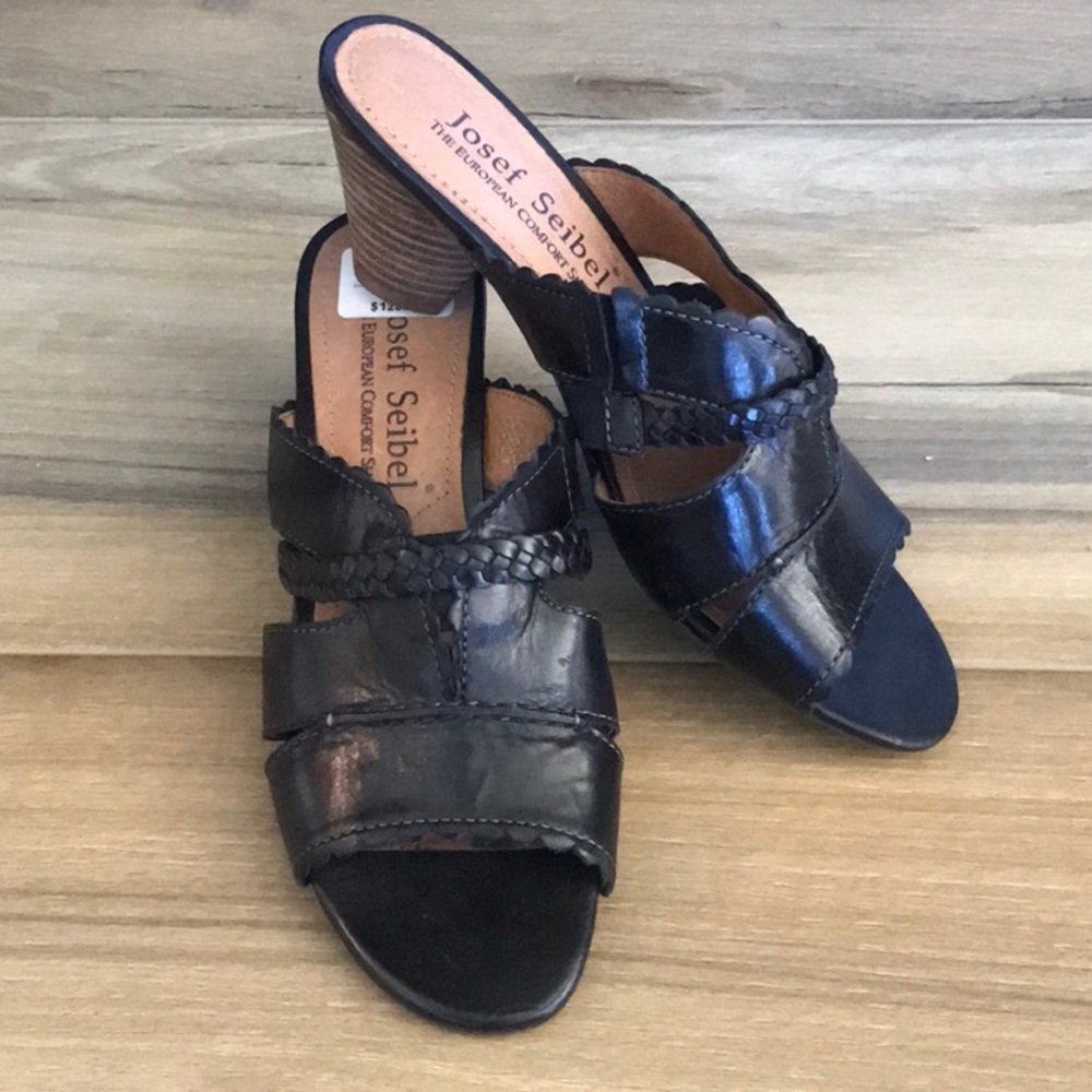 NWT Josef Seidel Black Sandals 37 Low Heel